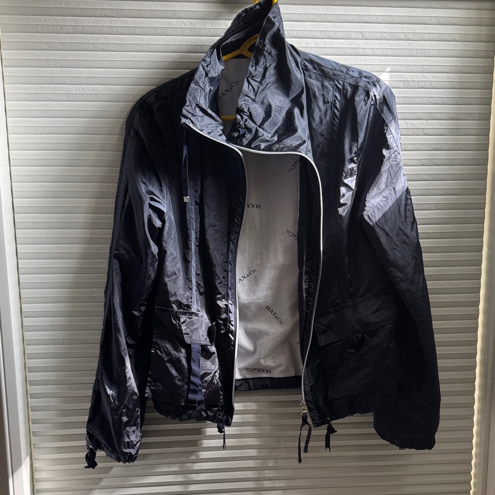 Max & Co. Women's navy blue Lightweight Windbreaker Jacket Sz 40 made in Italy